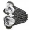 Paire de gants surpiqués avec poignets en lapin